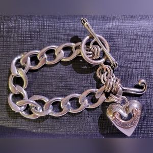 Vintage Juicy Couture Charm Bracelet Heart J charms in Silver